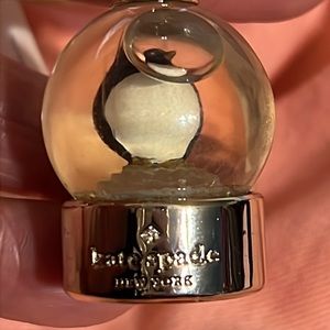 NWT Kate Spade Arctic Friends Penguin Snow Globe Key Chain GoldTone purse dangle